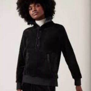 Athleta Recover Cozy Snap Front Sweatshirt Soft Black Size Large